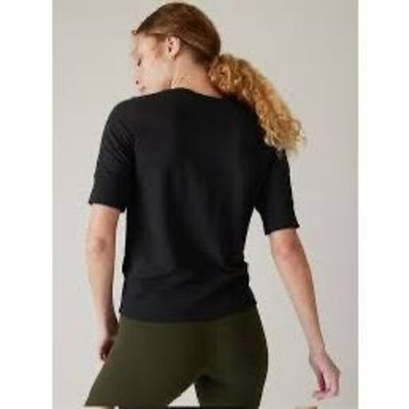 ATHLETA Women’s Black Short Sleeve Step Forward Sweatshirt Tee Size Small Petite - Picture 2 of 8